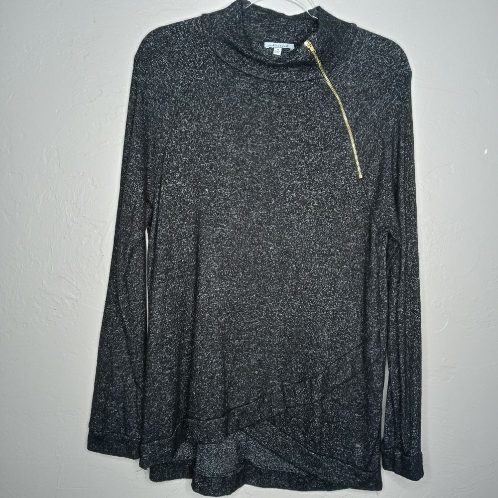 White Birch Heathered Black High Neck Shirt